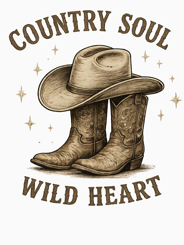 Country Soul Wild Heart – Cowgirl Boots & Hat Western Design by  QuarterHorseArt by Just my Studio