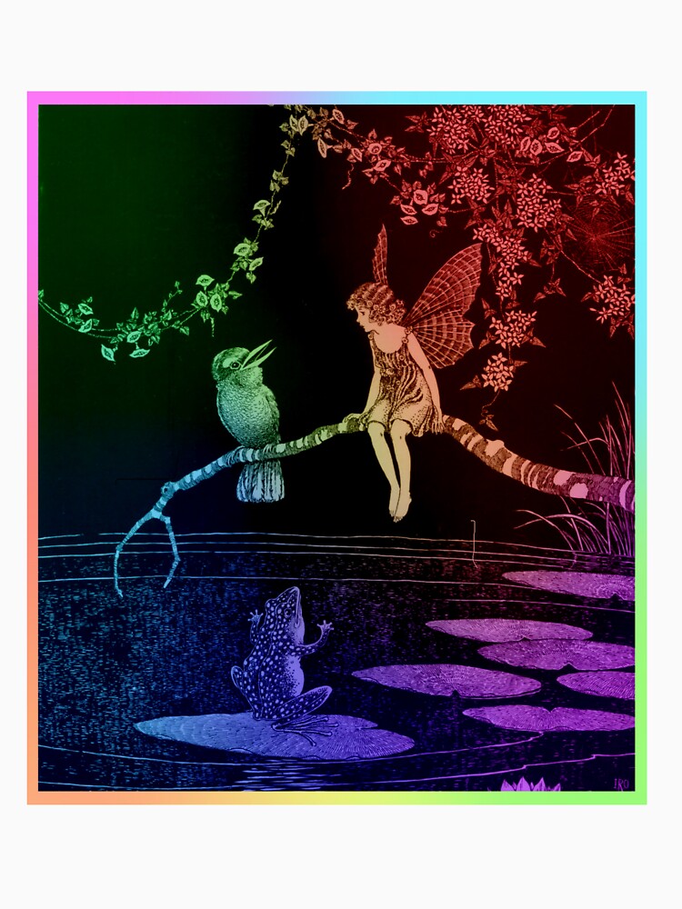 Vintage Art : Fairy & The Kookaburra rainbow version by Shloo