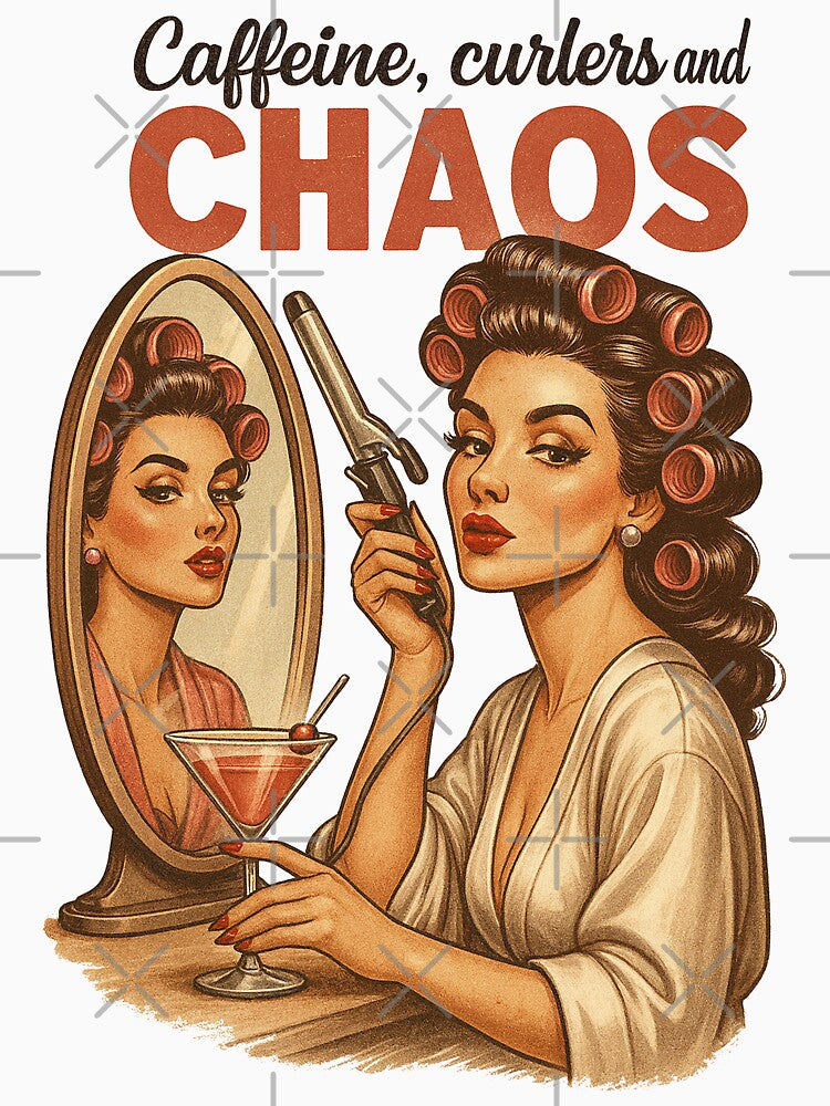 Funny Retro Caffeine Curlers and Chaos by legendaryskins