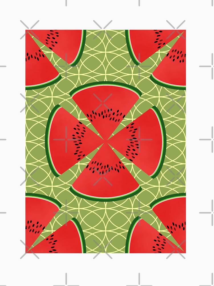 Watermelon Poppy Pattern on Green by MerryMakewell