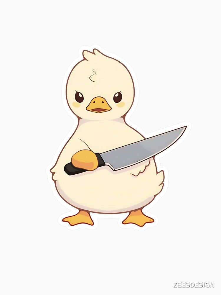 Duck with Knife | Cute Animal Sticker by ZEESDESIGN