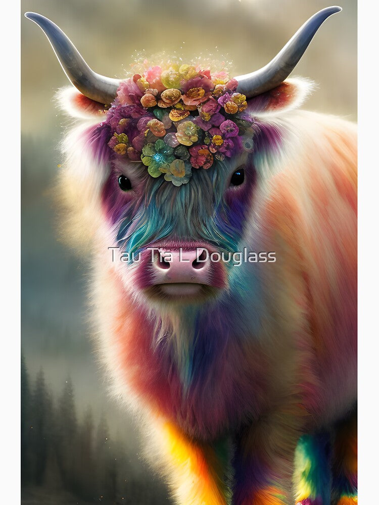Rainbow Baby Highland Cow by Tau Tia L Douglass