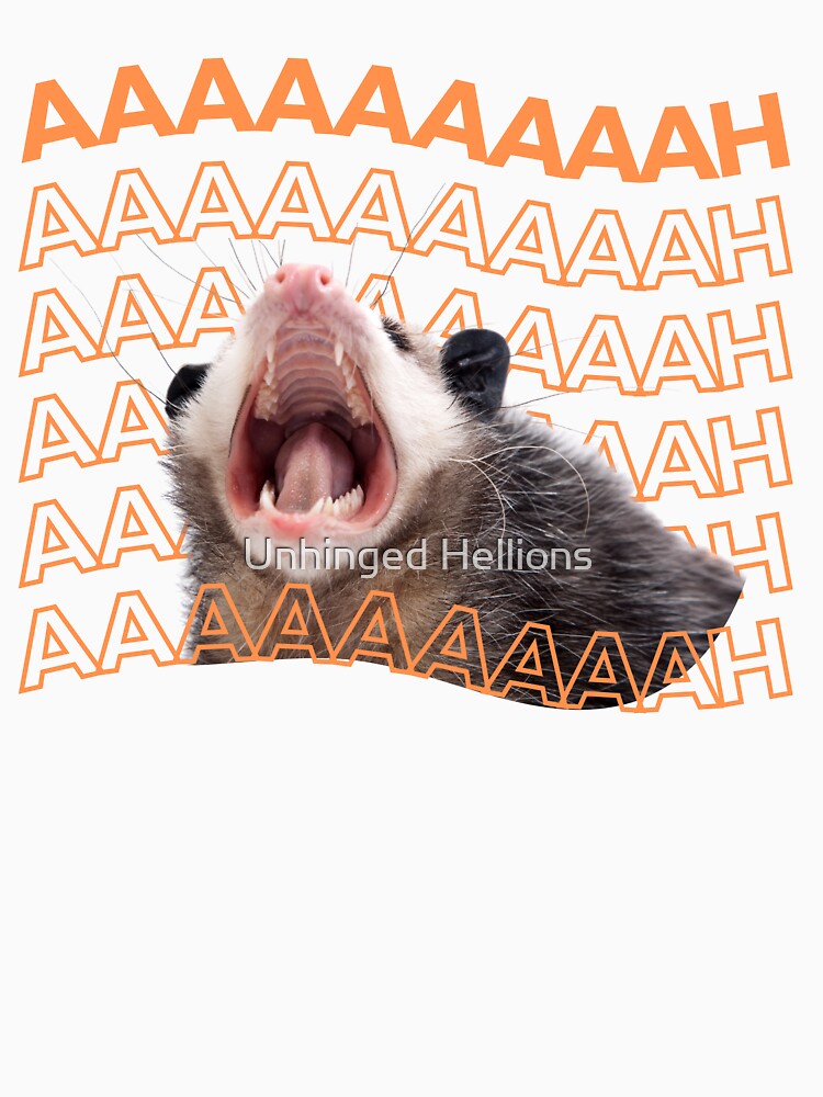 Opossum Screaming Funny Possum Trash Cat Meme by Unhinged Hellions