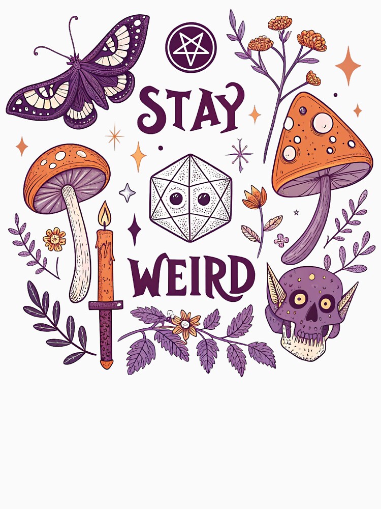 Stay Weird Gothic Moth and Mystical Mushroom by Nyx Creates