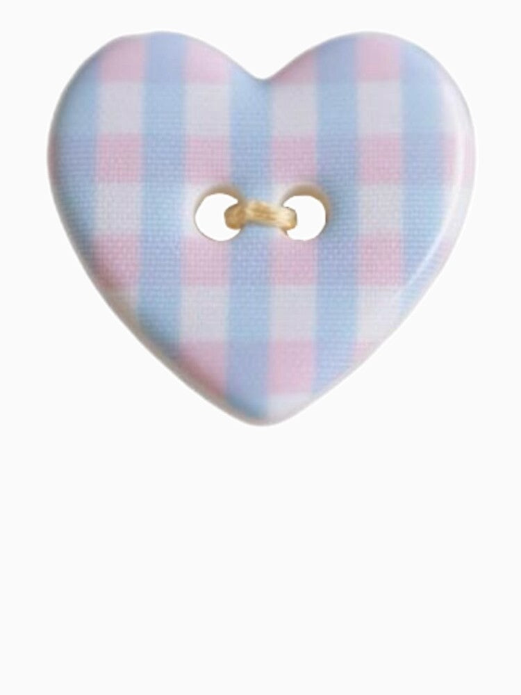pink blue gingham button by teethfairy