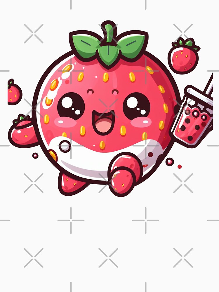 Kawaii strawberry with strawberry bubble tea for stickers and much more! by SaraDatCool