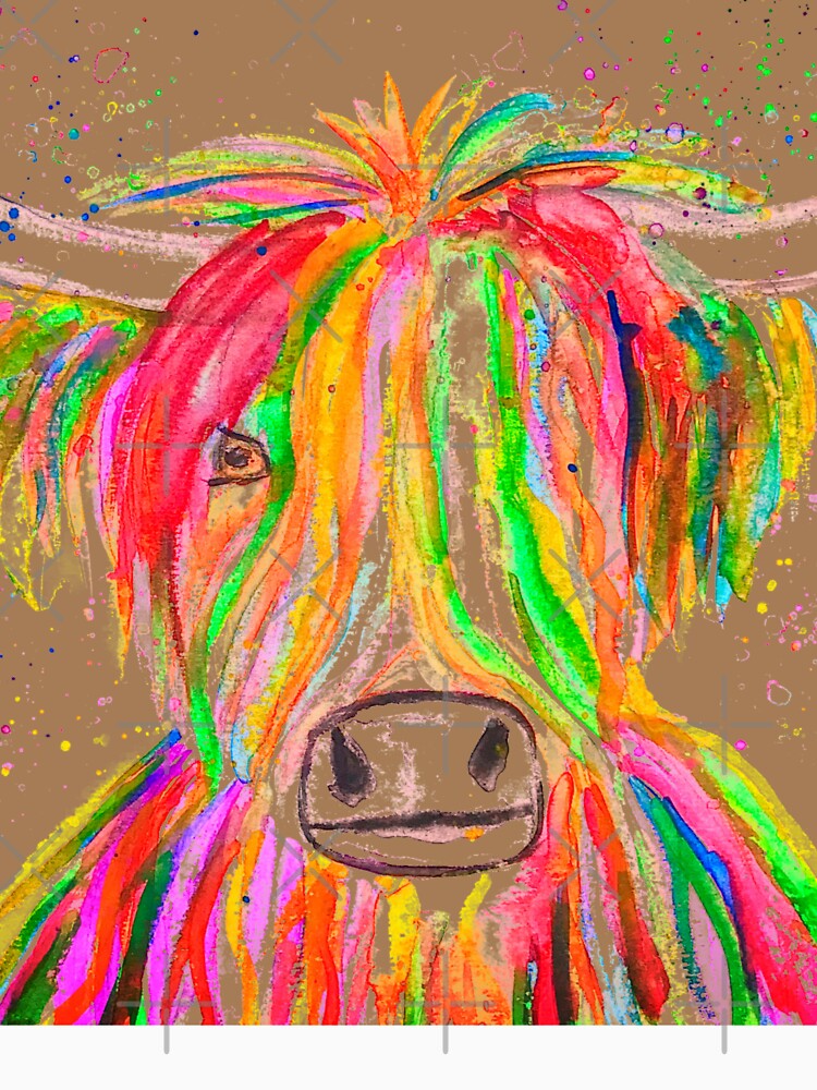 Highland Cow Watercolor painting brown by Monika Howarth