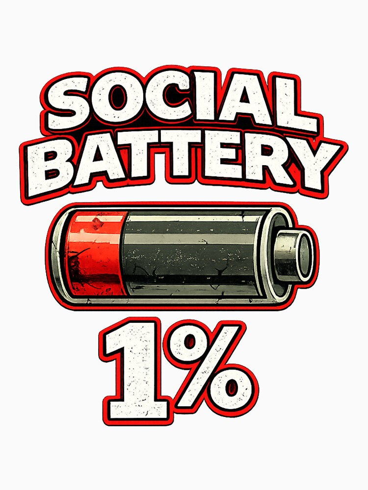 Social Battery 1% – Funny Introvert Humor Shirt by Wild Pixel Studio
