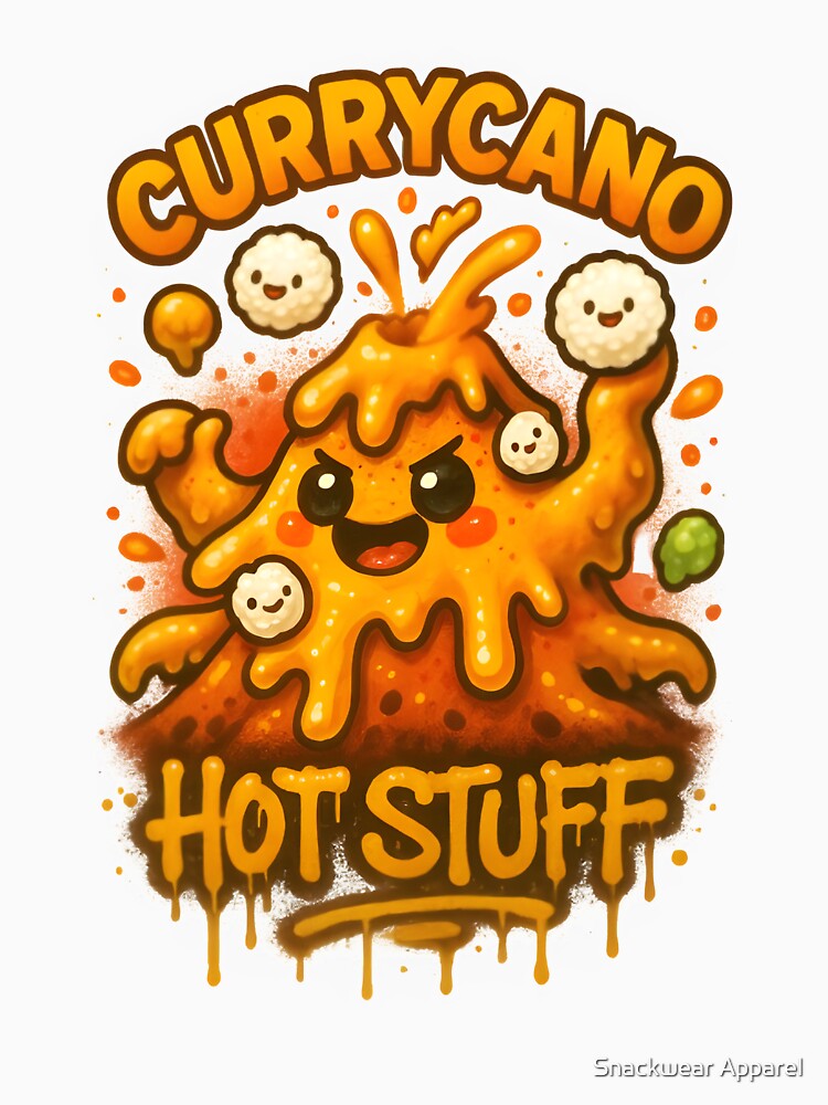 Currycano – Spicy Volcano Food Monster Tee by Snackwear Apparel