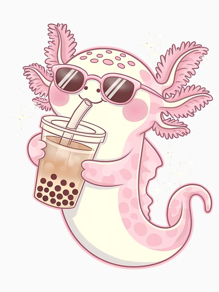 Axolotl Bubble Tea by Funny Vintage Stickers And T-Shirts