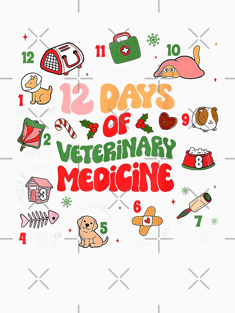 12 Days Of Veterinary Medicine Funny Christmas Vet Tech by MerchDeviant