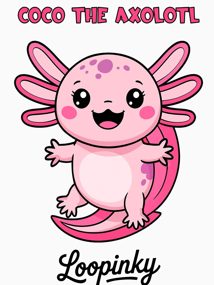 Hug Me! by Coco the Axolotl– Cute Pink Axolotl by LOOPINKY by LOOPINKY Calligraphy and coloring books