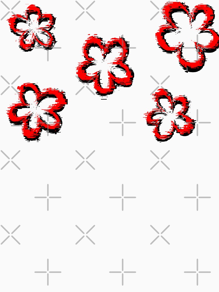 Funky Red Retro Glitch Flowers Sticker Pack by that5280lady