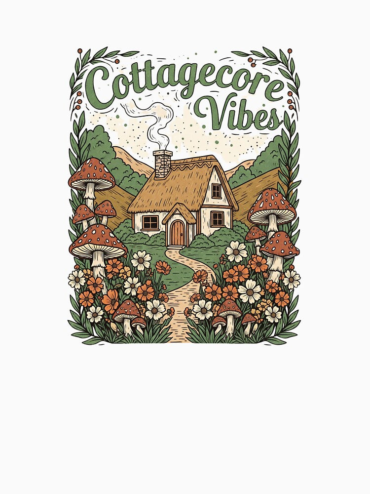 Cozy Cottage Illustration Tee by GeniePixel