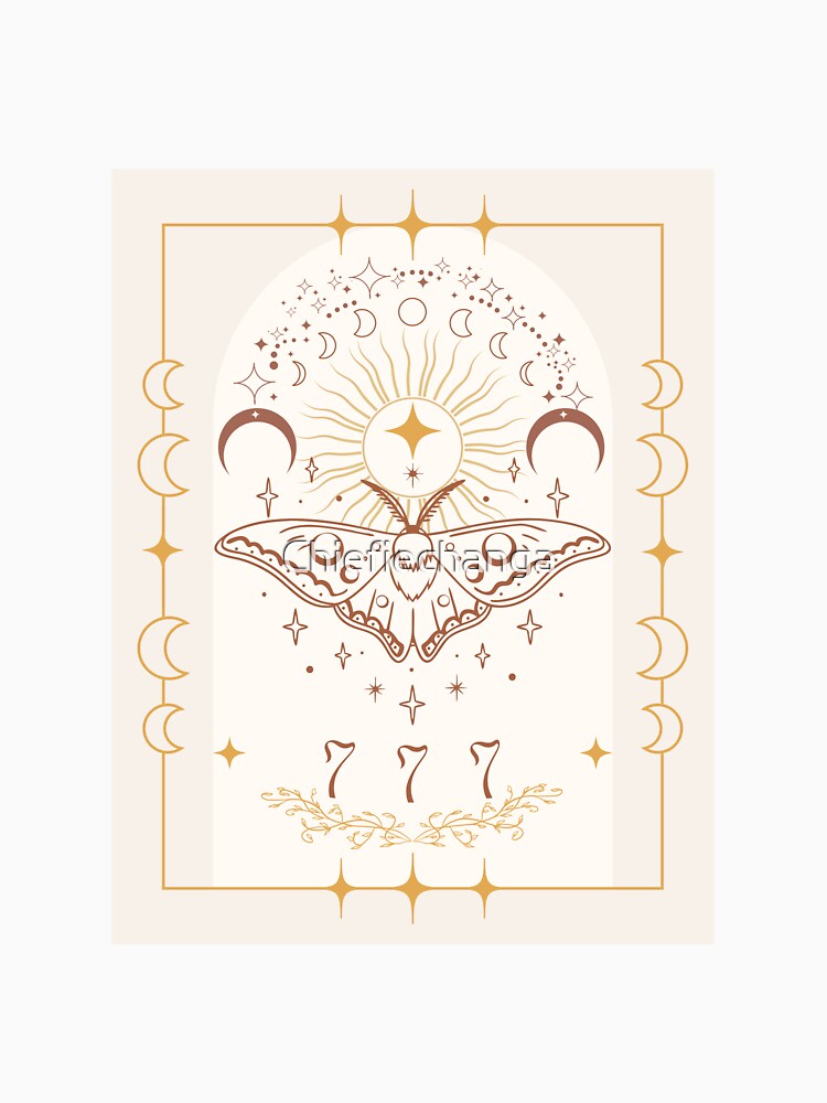 Angel Number 777 Whimsical Celestial Moth Design by Chiefiechanga