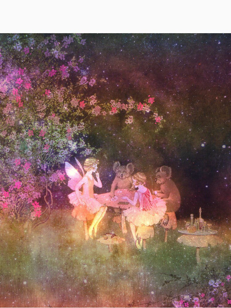 Vintage Art : Fairies and Koala Picnic : Pastel Rainbow Edition by Shloo