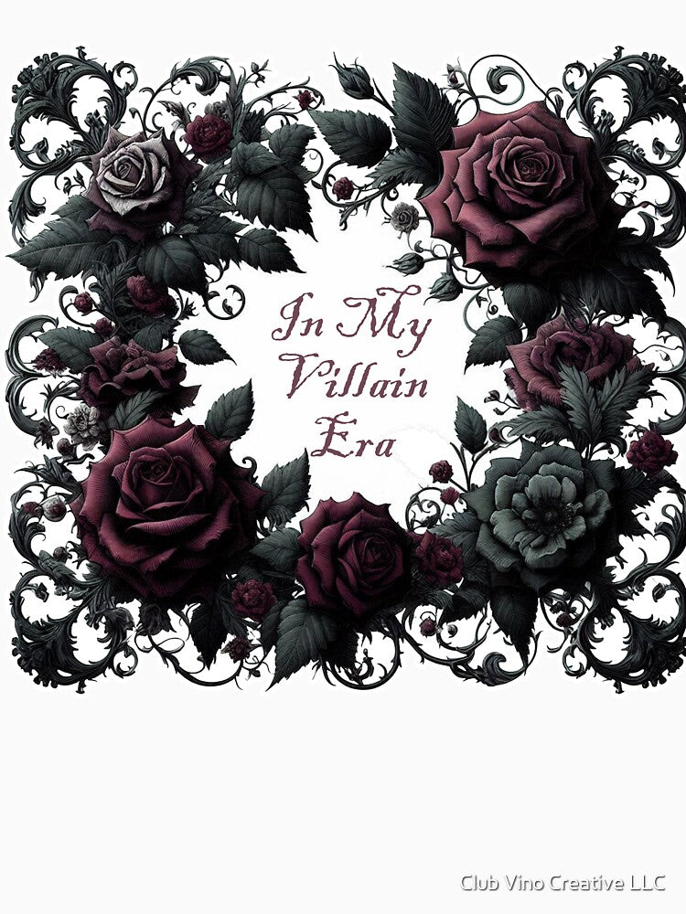 In My Villain Era - Goth Black Vine and Red Rose Frame by Club Vino Creative LLC