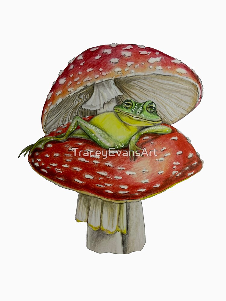 Frog on a mushroom ‘paint me like your French ladies’ by TraceyEvansArt