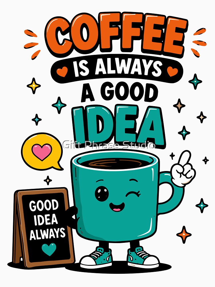 Coffee Is Always A Good Idea Funny Quote by Gift Phrase Studio