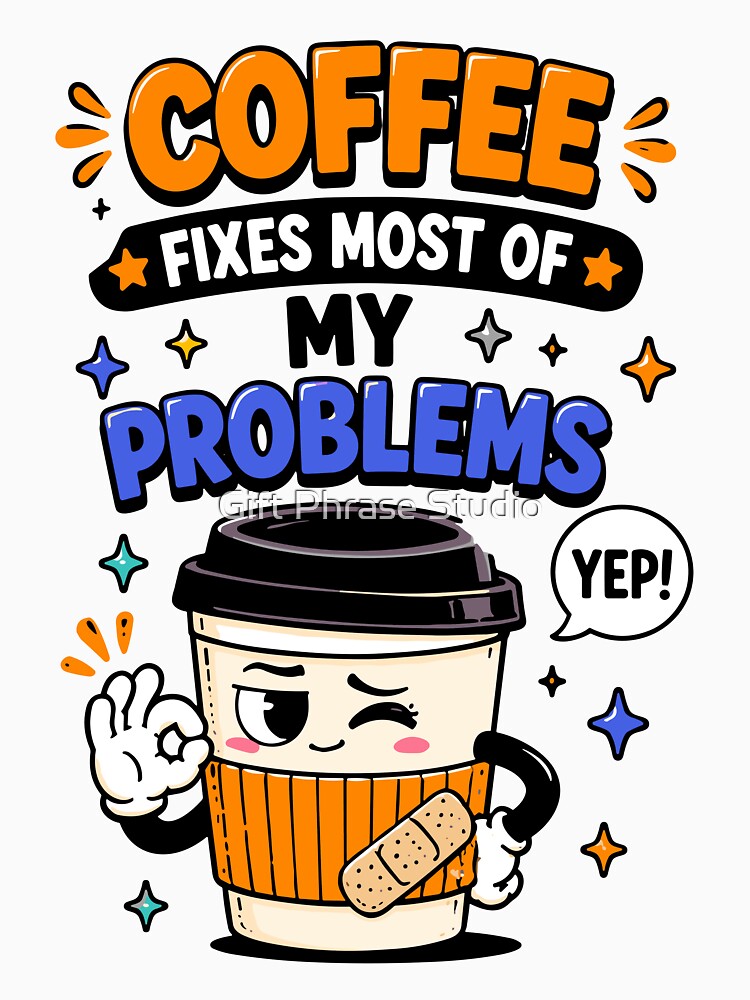 Coffee Fixes Most Of My Problems Funny Coffee Quote by Gift Phrase Studio