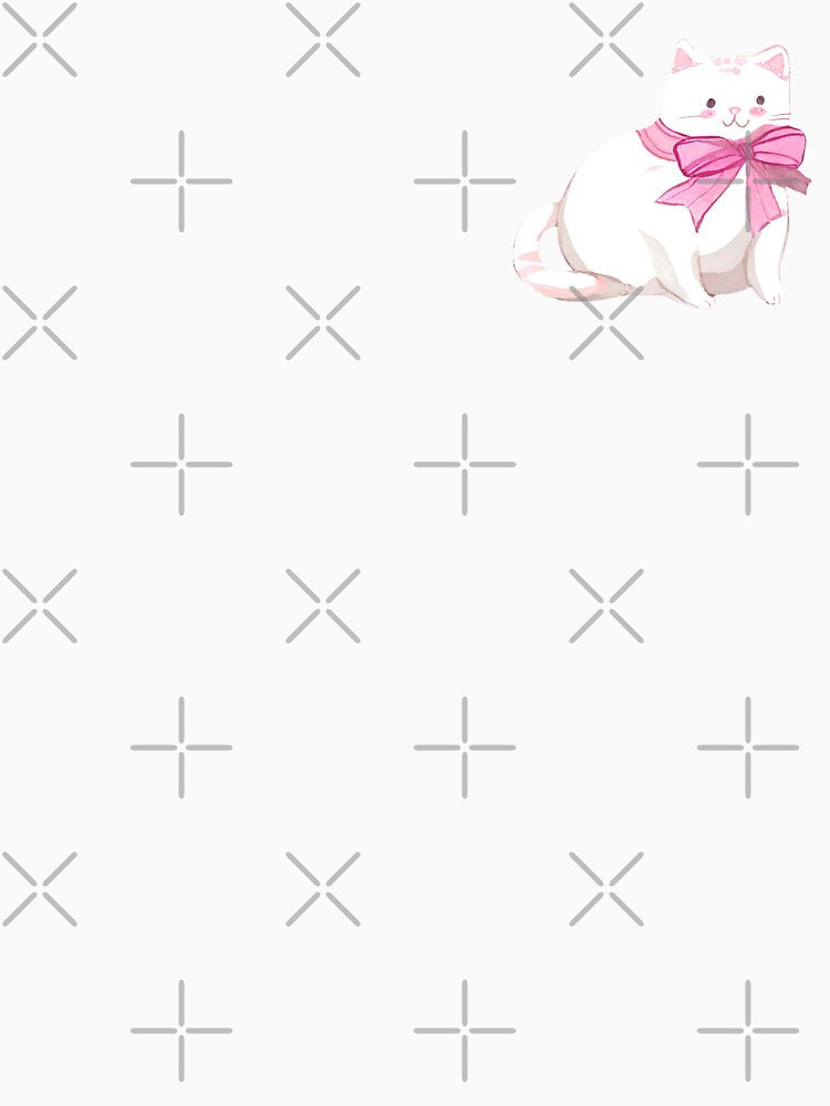 White Cat with Pink Ribbon by violetxm