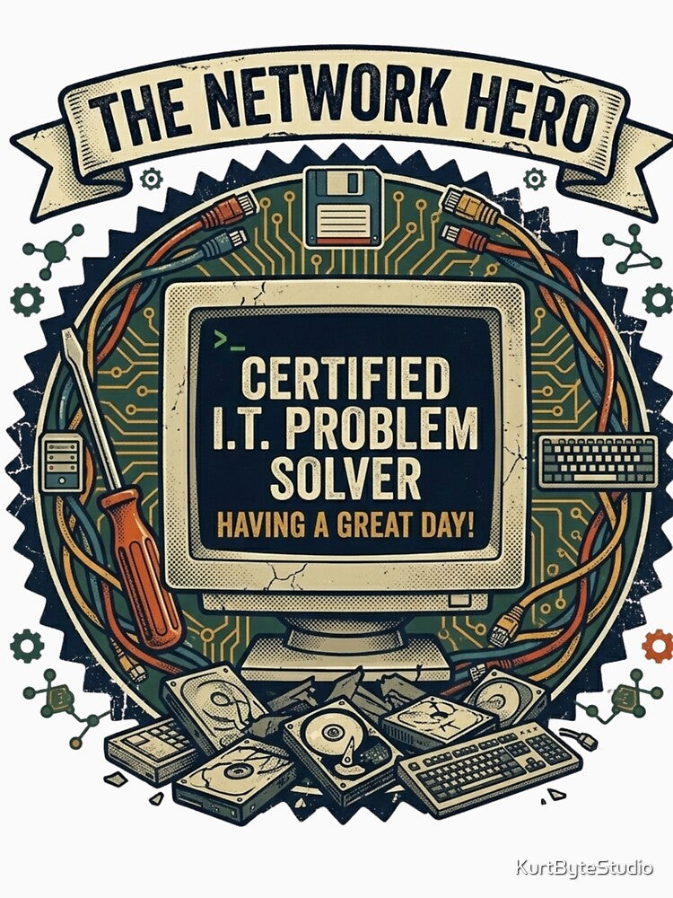 Certified IT Problem Solver  Vintage Tech Badge by KurtByteStudio