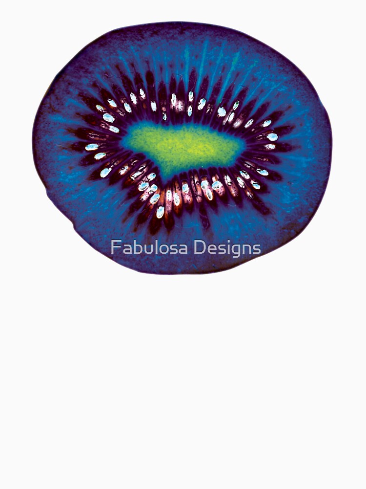 Bold Psychedelic Kiwi Slice Pattern on Lime Green Background by Fabulosa Designs