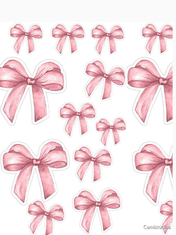 Pink Watercolor Coquette Bows Aesthetic Sticker Pattern by Camistudios