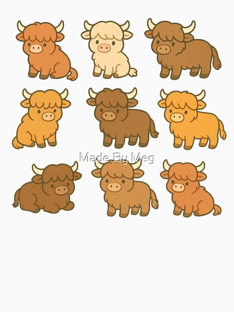 Highland Cows sticker sheet pack by Made By Meg