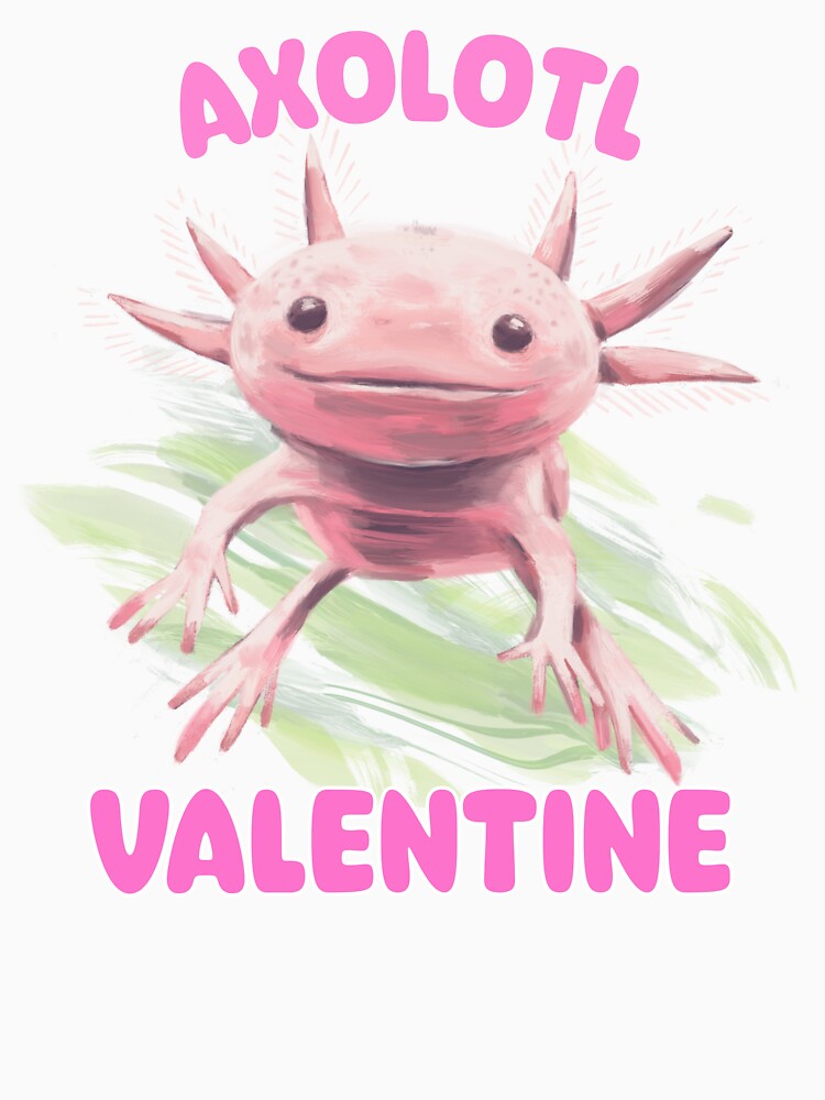 Axolotl Valentine - Whimsical Axolotl Valentine by Fede Prints