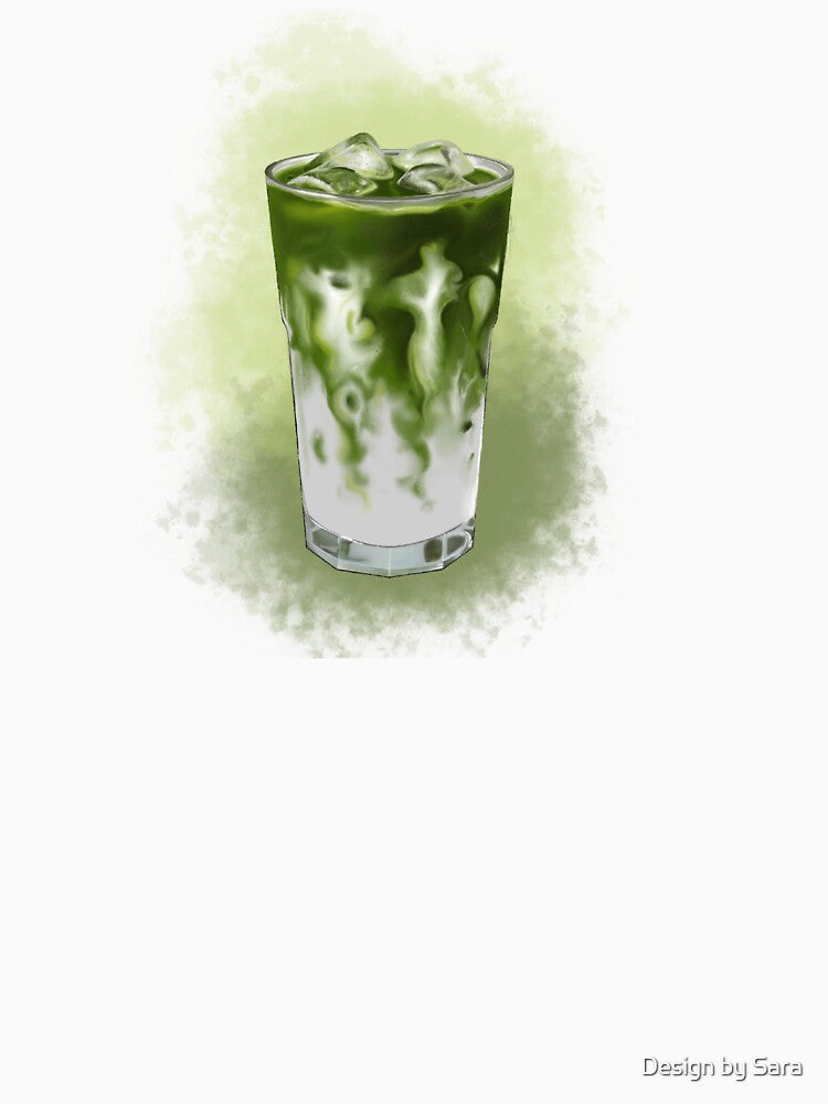 Iced matcha latte aesthetic realistic drink illustration by Design by Sara