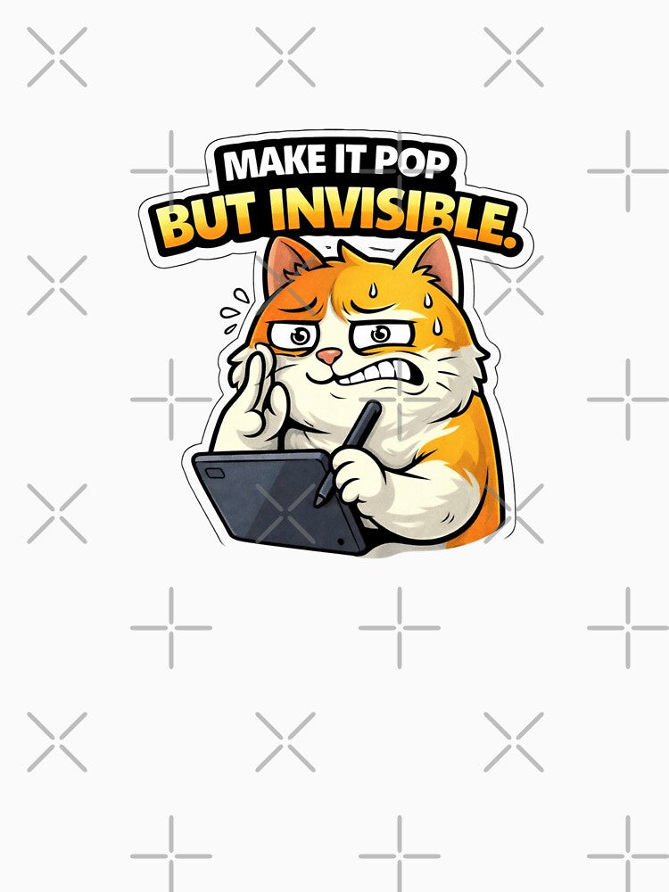 Make It Pop But Invisible. — Graphic Designer Cat Sticker by Gentlestate