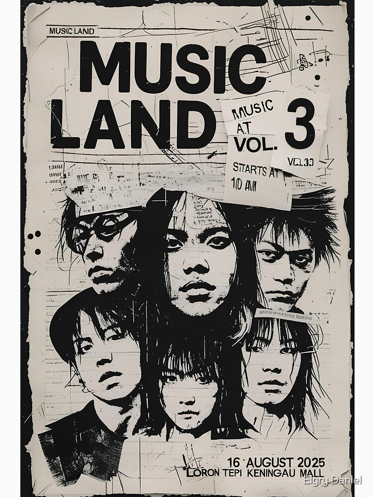 DIY Punk Zine Music Poster – Music Land Vol. 3 by Elgry Daniel