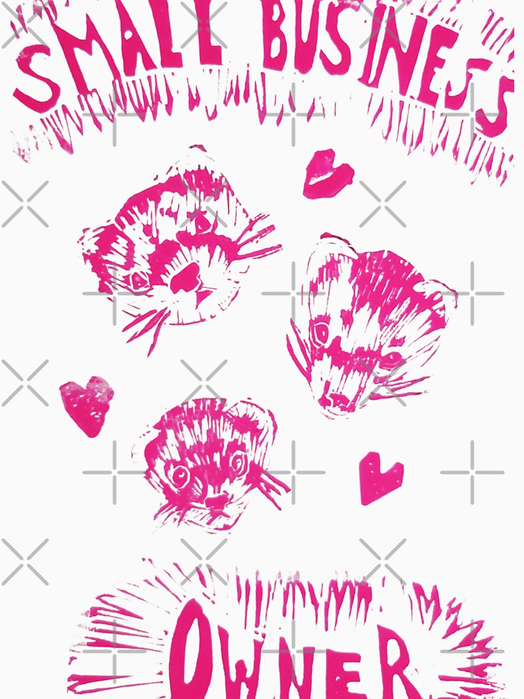 Ferret Small Business Owner Pink Linocut Print by CurbCuts