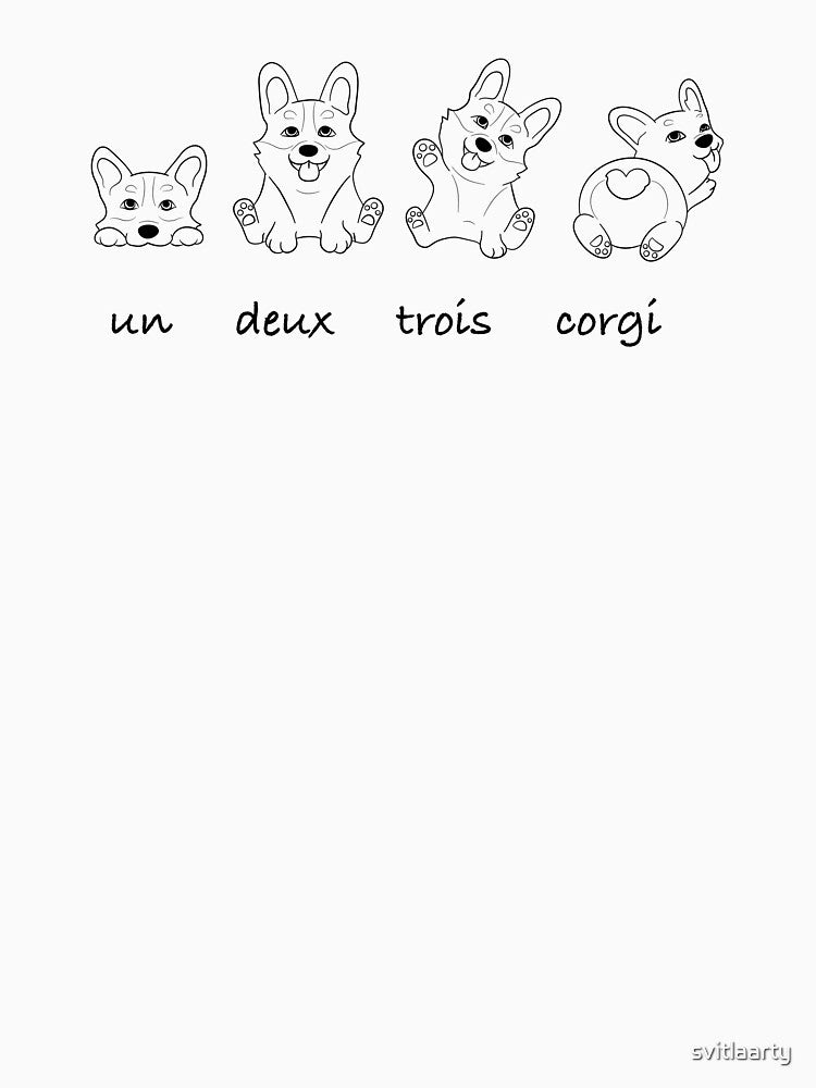 French Corgi Design – Un Deux Trois Cute Dog Illustration by svitlaarty