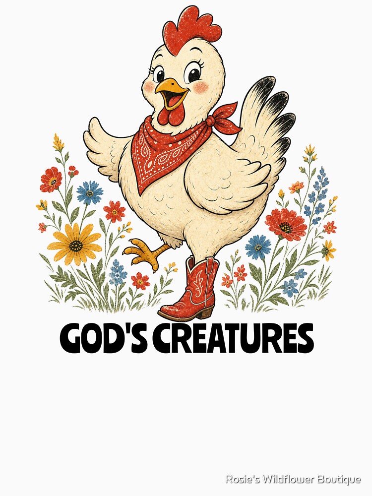 Country Dancing Chicken God's Creatures by Rosie's Wildflower Boutique
