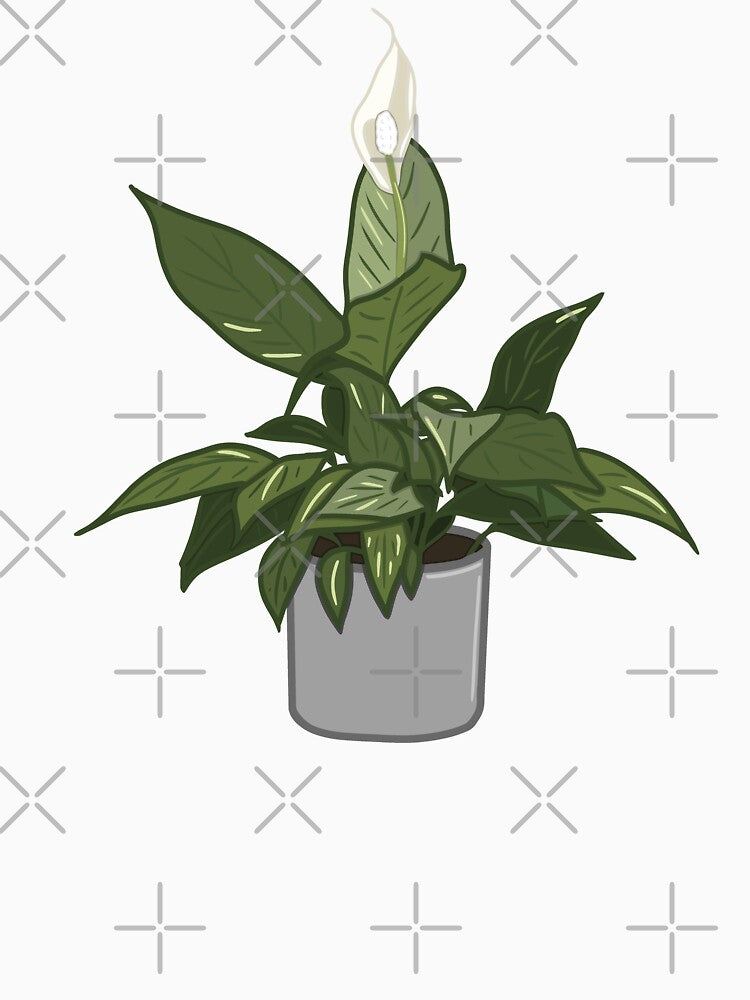 Minimalist Peace Lily Houseplant Sticker – Indoor Plant Illustration by VectorsbyV
