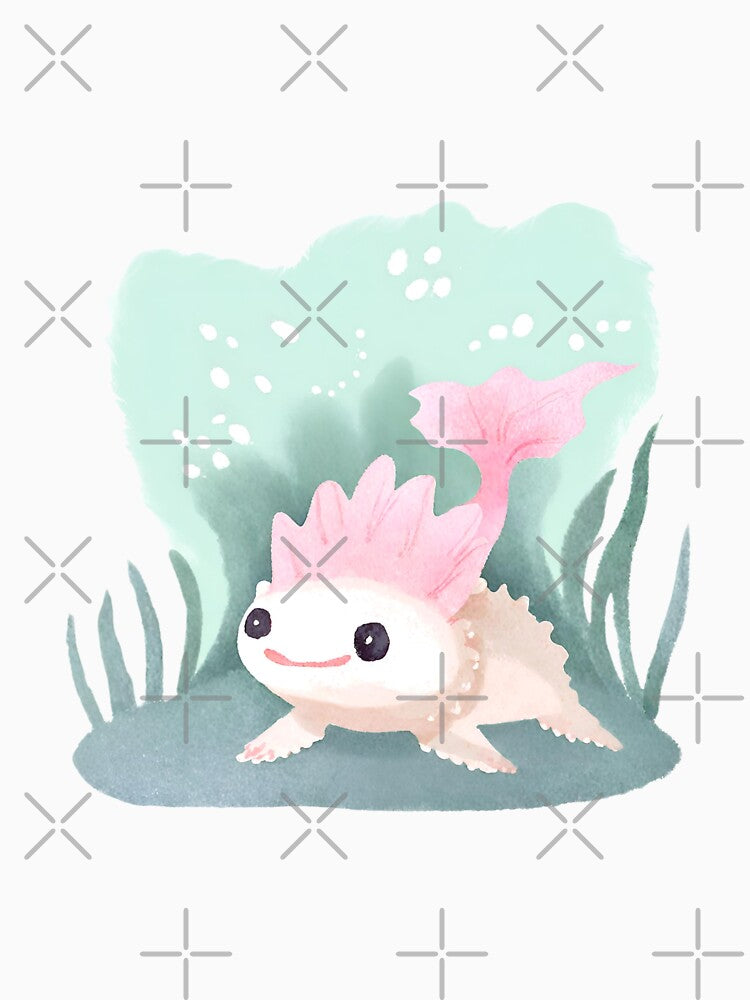 Cute Watercolor Axolotl by FarmOfCuties