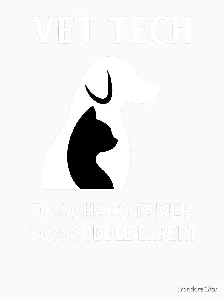 Vet Tech Chaos Tamer and Cuddle Expert Silhouette Art by Trendora Stor