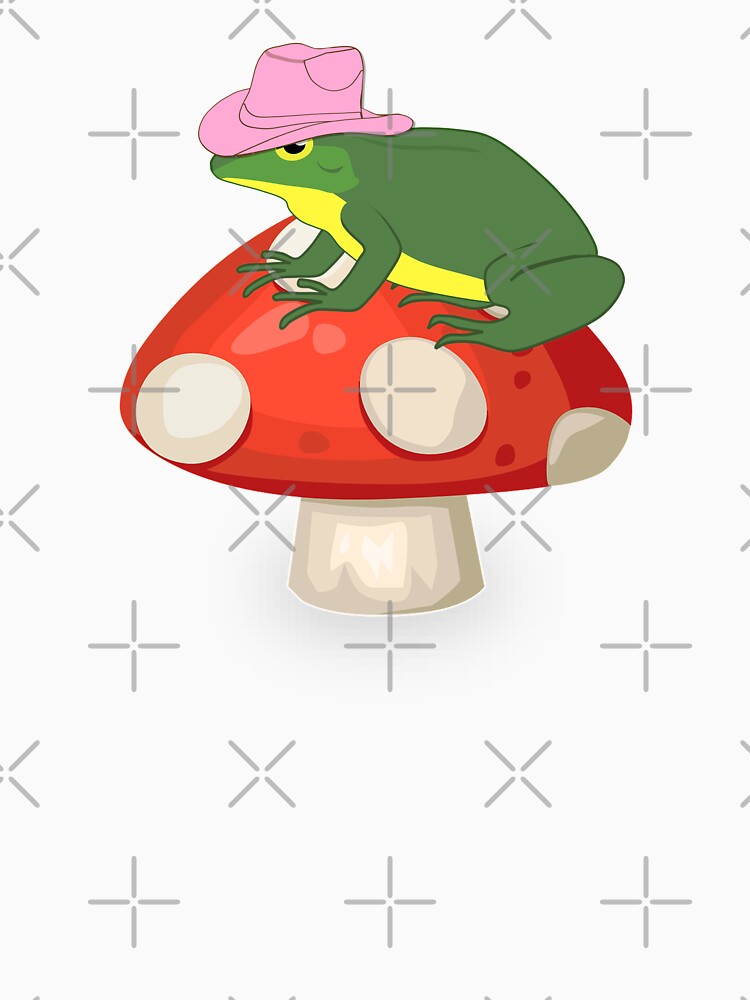 Frog With pink Cow Hat on a mushroom by Space Art
