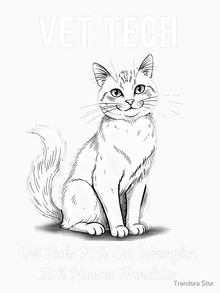 Funny Vet Tech Cat Wrangler and Human Translator Design by Trendora Stor