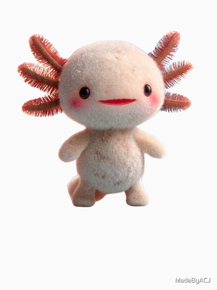 Kawaii Axolotl Creature – Fluffy Pink Axolotl Design by MadeByACJ