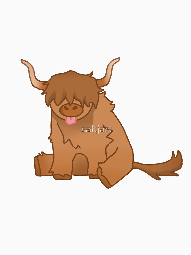 Highland Fluffy Cow Sitting Cutely by saltjart