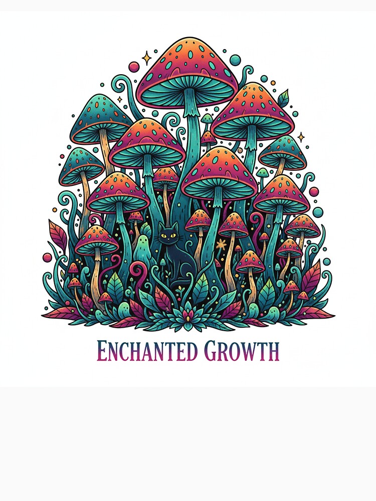 Enchanted Growth Mushroom Forest | Whimsical Fairycore Cat Art by GenZFashion000