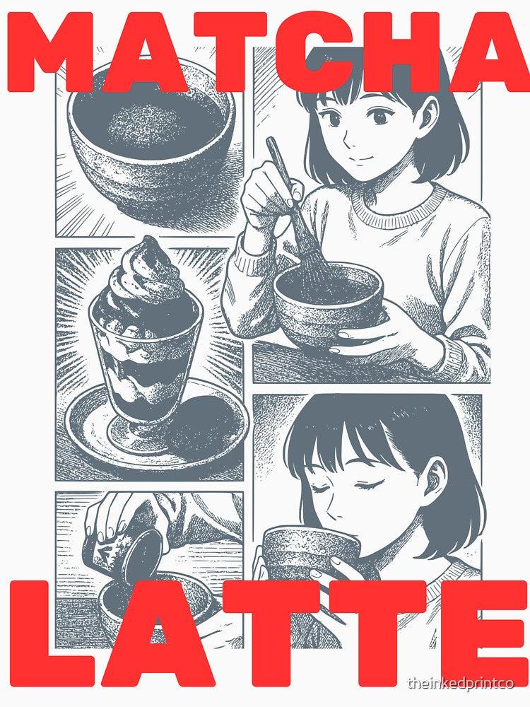 Matcha Latte Manga Panel Tee – Japanese Aesthetic by theinkedprintco