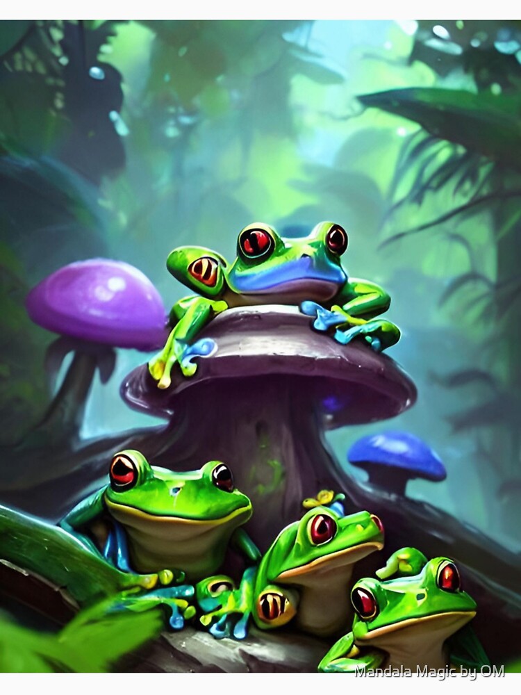 Frog Series - Four Frogs on a Toadstool by Mandala Magic by OM