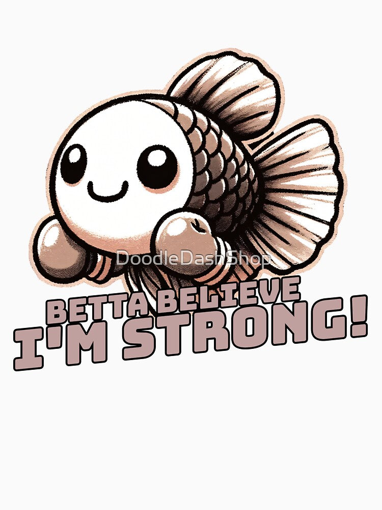 Betta Believe I am strong Fighting Fish by DoodleDashShop