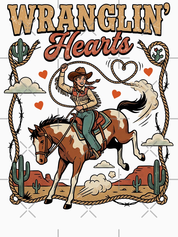 Wranglin Hearts Cowgirl Valentine Vibes by FreshVibe Prints