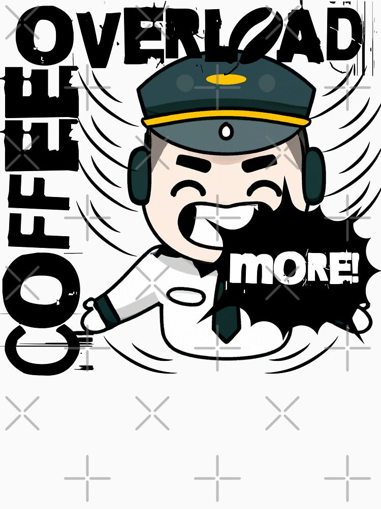 Pilot & Flight Attendant coffee overload overdose by AviationArtists