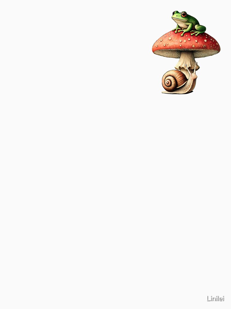 Green frog on fly agaric with snail (stylized) by Linilei